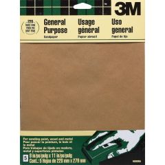 3M 9" x 11" Very Fine (220 Grit) Aluminum Oxide Sanding Sheets (5pk)