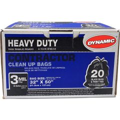 Dynamic 42 Gal 3mil Black Contractor Trash Bags (20 Pack)