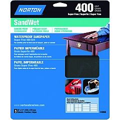 Norton 9" x 11" 400 SandWet Waterproof Paper Sheet 5Pk