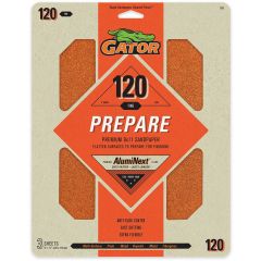 Gator 120 Grit 9" x 11" Premium Dry Sand Sheet-Prepare 3pk